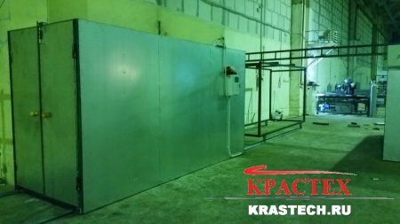 Линия порошковой покраски КРАСТЕХ на производстве ООО «Оборудование для магазинов», Санкт-Петербург